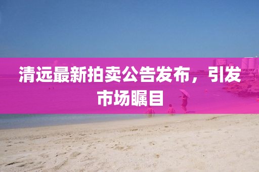 清遠(yuǎn)最新拍賣公告發(fā)布，引發(fā)市場矚目