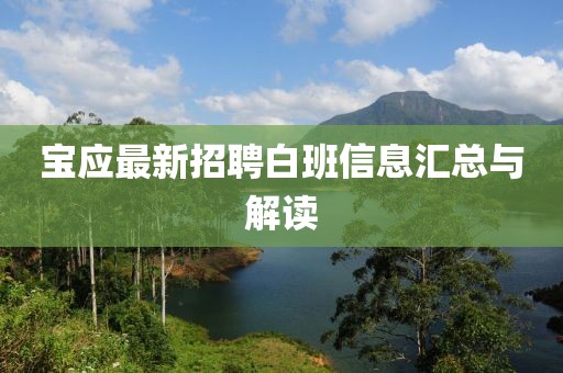 寶應(yīng)最新招聘白班信息匯總與解讀