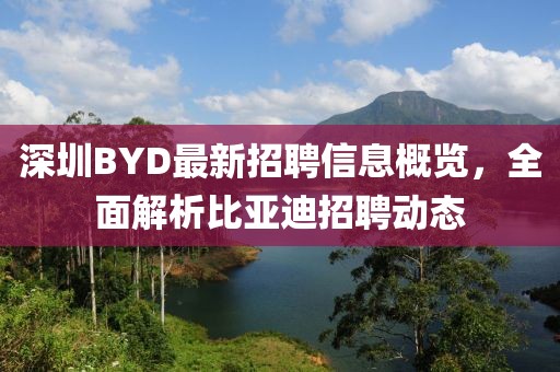 深圳BYD最新招聘信息概覽，全面解析比亞迪招聘動態(tài)