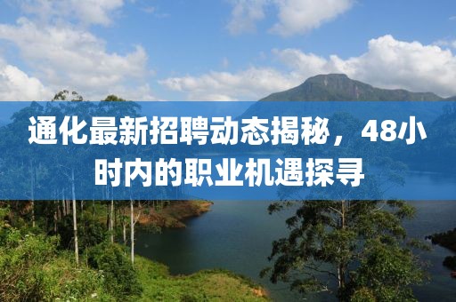 通化最新招聘動態(tài)揭秘，48小時內(nèi)的職業(yè)機(jī)遇探尋