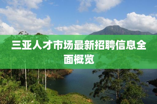 三亞人才市場(chǎng)最新招聘信息全面概覽