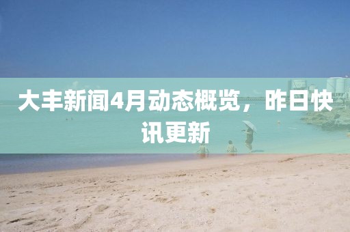 大豐新聞4月動態(tài)概覽，昨日快訊更新