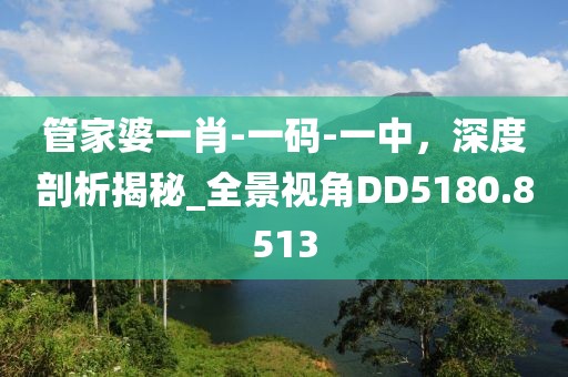 管家婆一肖-一碼-一中，深度剖析揭秘_全景視角DD5180.8513